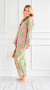 Tropical Tiger Stripe Cotton Pajama Set-Green-220 Intimates-bhavnas boutique-Coastal Bloom Boutique, find the trendiest versions of the popular styles and looks Located in Indialantic, FL