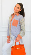 Sunset Picnic Button-Down Top-130 Long Sleeve Tops-ROUSSEAU-Coastal Bloom Boutique, find the trendiest versions of the popular styles and looks Located in Indialantic, FL