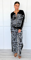 Elegant Jungle Italian Zip- Up Set- Black-210 Loungewear/Sets-K2-Coastal Bloom Boutique, find the trendiest versions of the popular styles and looks Located in Indialantic, FL