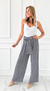 Stripe Front Bow Italian Pant-100 Pants-Italianissimo-Coastal Bloom Boutique, find the trendiest versions of the popular styles and looks Located in Indialantic, FL