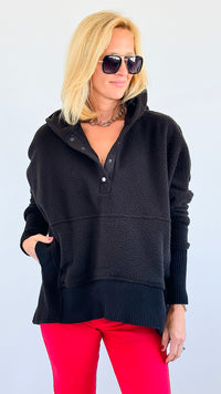 French Terry Pocket Hoodie- Black-130 Long Sleeve Tops-BucketList-Coastal Bloom Boutique, find the trendiest versions of the popular styles and looks Located in Indialantic, FL