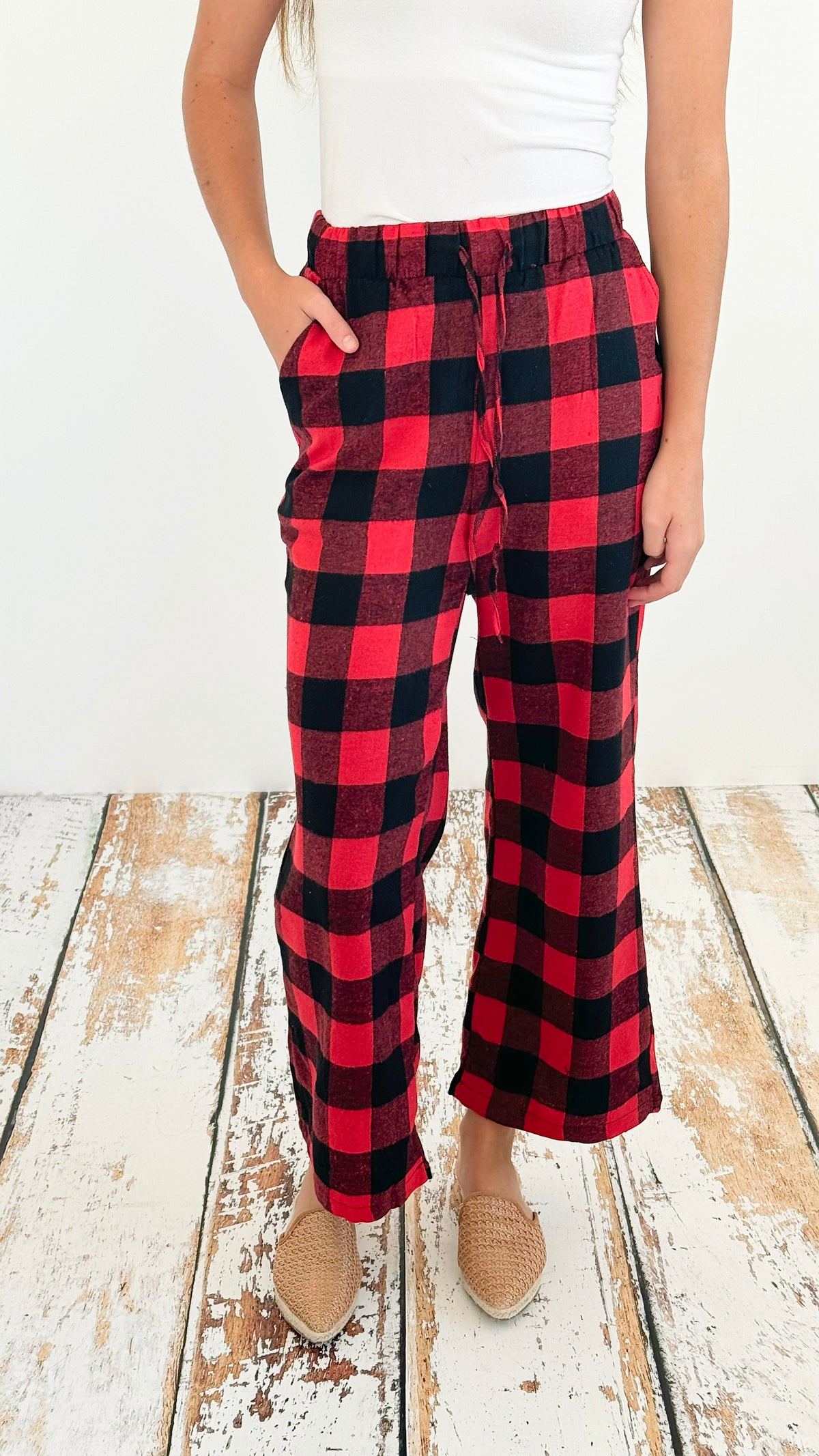 Classic Comfort Plaid Pijama Pants - Red-210 Loungewear/Sets-Love Poem-Coastal Bloom Boutique, find the trendiest versions of the popular styles and looks Located in Indialantic, FL