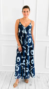 Power Petal Sleeveless Italian Long Dress- Navy-170 Bottoms-Italianissimo-Coastal Bloom Boutique, find the trendiest versions of the popular styles and looks Located in Indialantic, FL