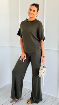 The Art of Staying In Set - Dark Olive-210 Loungewear/Sets-Zenana-Coastal Bloom Boutique, find the trendiest versions of the popular styles and looks Located in Indialantic, FL