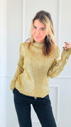 Gold Metallic Ribbed Sweater-140 Sweaters-SUNDAYUP-Coastal Bloom Boutique, find the trendiest versions of the popular styles and looks Located in Indialantic, FL