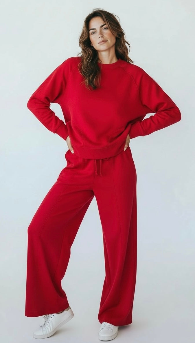 Weekend Ease Set - Ruby-130 Long sleeve top-Zenana-Coastal Bloom Boutique, find the trendiest versions of the popular styles and looks Located in Indialantic, FL