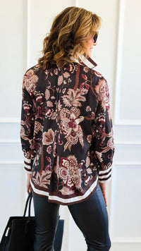 Opulent Garden Italian Blouse-110 Long Sleeve Tops-AZUL MONACO-Coastal Bloom Boutique, find the trendiest versions of the popular styles and looks Located in Indialantic, FL