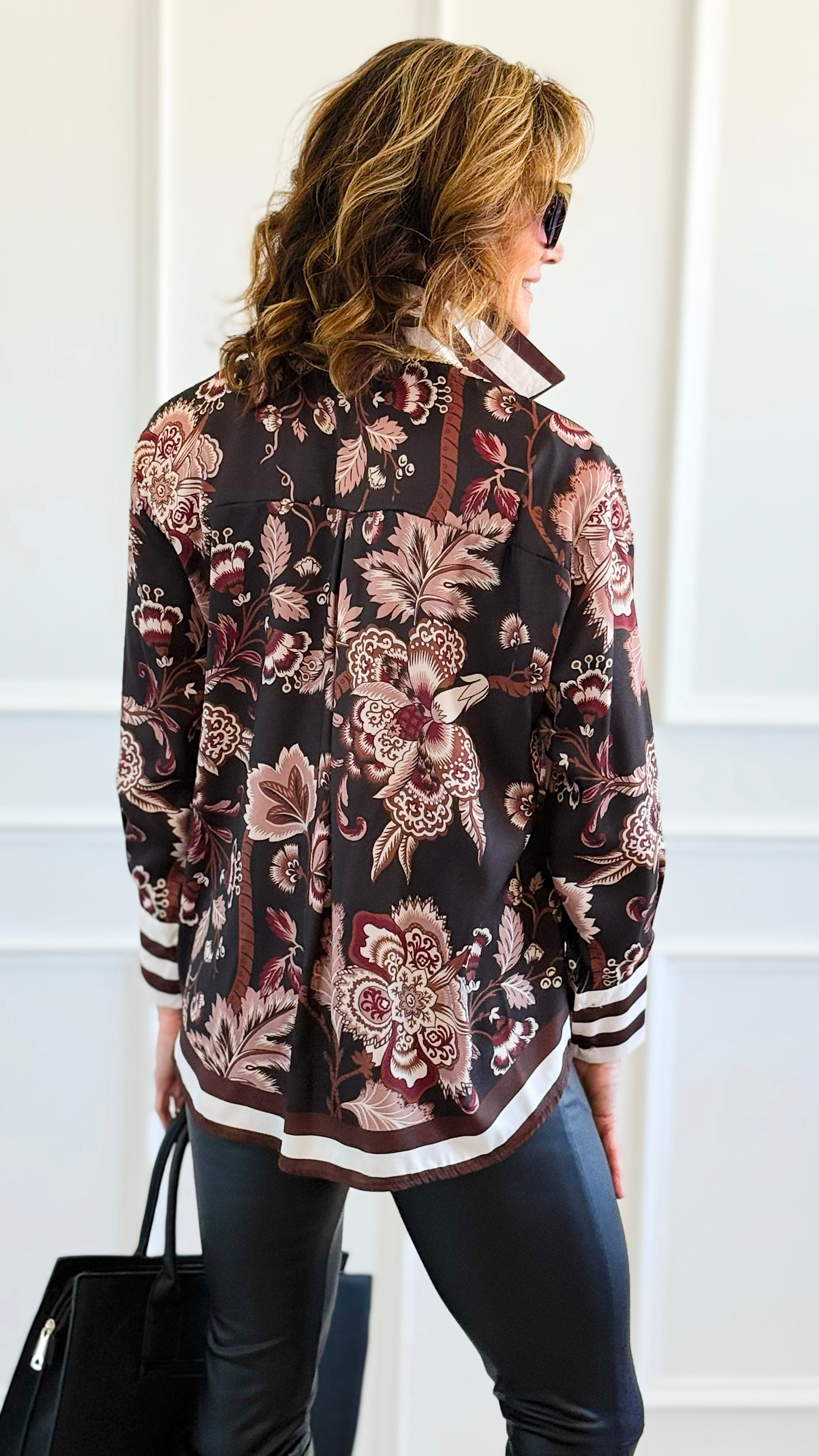 Opulent Garden Italian Blouse-110 Long Sleeve Tops-AZUL MONACO-Coastal Bloom Boutique, find the trendiest versions of the popular styles and looks Located in Indialantic, FL