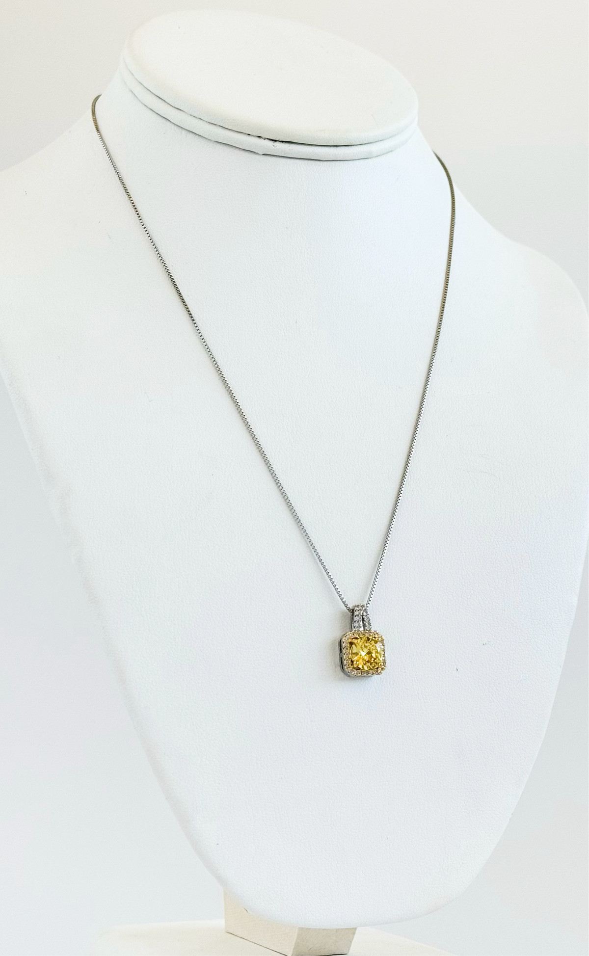 Canary Stone Two Tone Micropave Pendant Necklace-230 Jewelry-DARLING-Coastal Bloom Boutique, find the trendiest versions of the popular styles and looks Located in Indialantic, FL