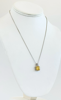 Canary Stone Two Tone Micropave Pendant Necklace-230 Jewelry-DARLING-Coastal Bloom Boutique, find the trendiest versions of the popular styles and looks Located in Indialantic, FL