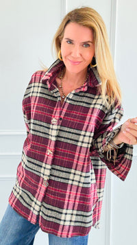 Pretty In Plaid Italian Top-110 Long Sleeve Tops-TATTOO Z-Coastal Bloom Boutique, find the trendiest versions of the popular styles and looks Located in Indialantic, FL
