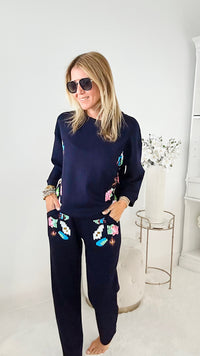 Pop of Color Navy Scuba Top-130 Long Sleeve Tops-Joh Apparel-Coastal Bloom Boutique, find the trendiest versions of the popular styles and looks Located in Indialantic, FL
