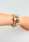 CZ Queen-Bee Pearled Bracelet -Green-230 Jewelry-Chasing Bandits-Coastal Bloom Boutique, find the trendiest versions of the popular styles and looks Located in Indialantic, FL