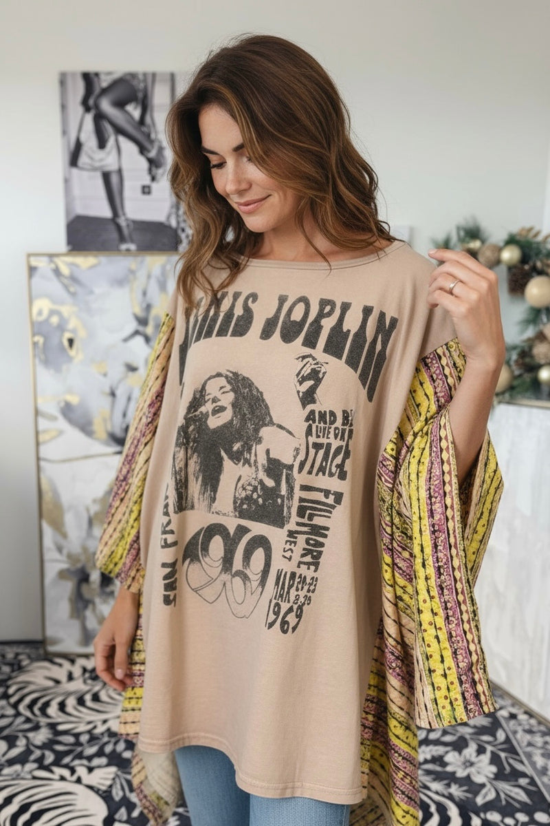 Janis Kantha Poncho Tee-110 Long Sleeve Tops-Blue Velvet-Coastal Bloom Boutique, find the trendiest versions of the popular styles and looks Located in Indialantic, FL