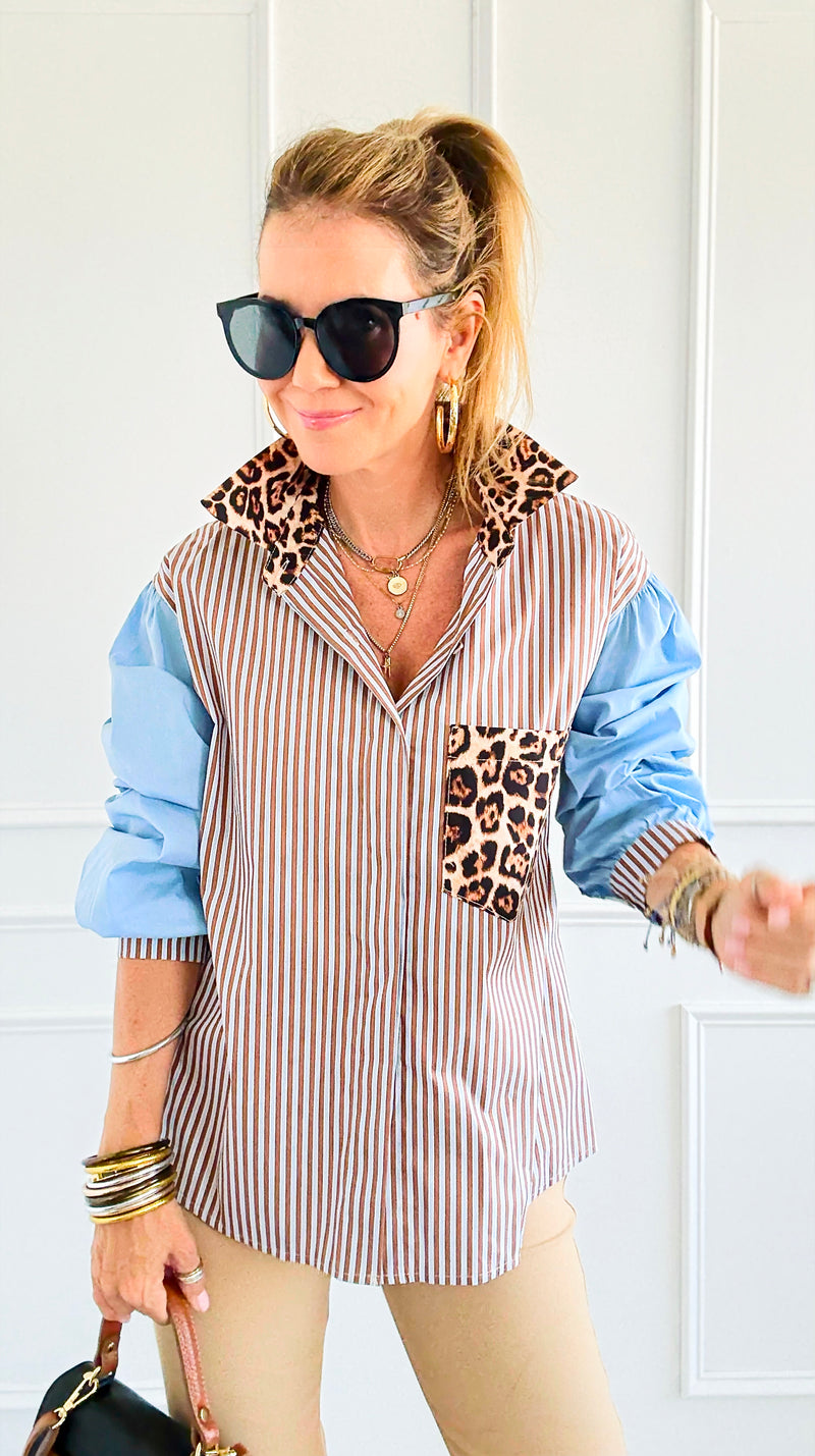 Bold Moves Mixed Italian Shirt-110 Long Sleeve Tops-SEÑORITA C-Coastal Bloom Boutique, find the trendiest versions of the popular styles and looks Located in Indialantic, FL