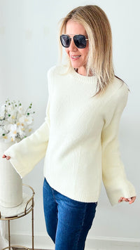 Soft Angora Bell Sleeve Sweater - Cream-140 Sweaters-GIGIO-Coastal Bloom Boutique, find the trendiest versions of the popular styles and looks Located in Indialantic, FL