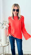 Soft Angora Bell Sleeve Sweater - Orange-140 Sweaters-GIGIO-Coastal Bloom Boutique, find the trendiest versions of the popular styles and looks Located in Indialantic, FL