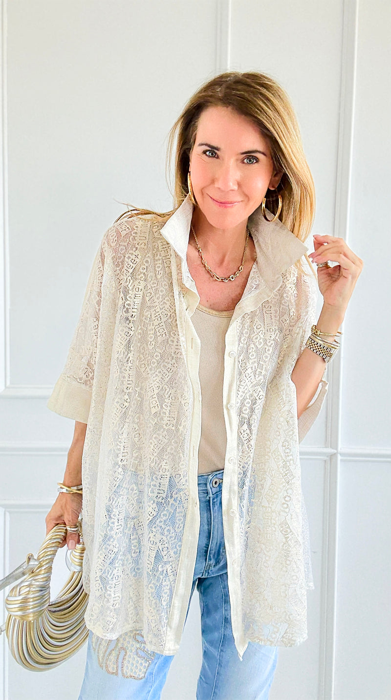 Radiant Lace Illusion Italian Blouse-170 Bottoms-SEÑORITA C-Coastal Bloom Boutique, find the trendiest versions of the popular styles and looks Located in Indialantic, FL