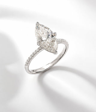 Sterling Silver Clear Marquise Moissanite Ring