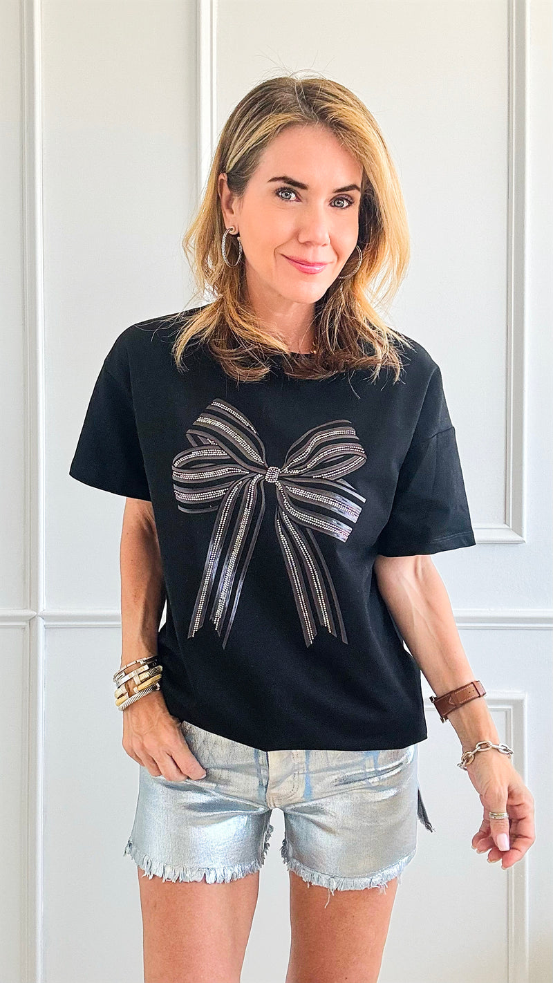 Bow Relaxed T-Shirt - Black-110 Short Sleeve Tops-in2you-Coastal Bloom Boutique, find the trendiest versions of the popular styles and looks Located in Indialantic, FL
