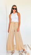 Elegance Italian Palazzos - Light Camel-pants-Italianissimo-Coastal Bloom Boutique, find the trendiest versions of the popular styles and looks Located in Indialantic, FL