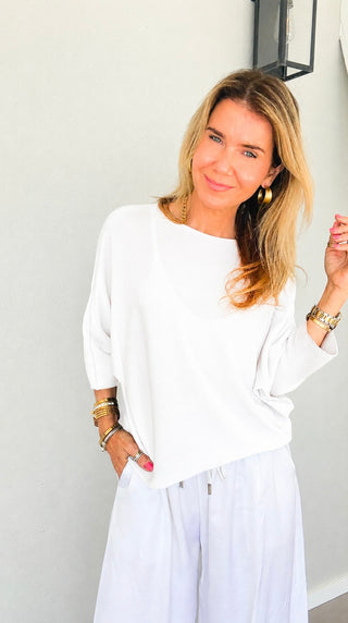 Easy Like Sunday Italian Knit Top- White