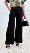Fold Over Waist Comfy Palazzo Pants-Black-100 Pants-Zenana-Coastal Bloom Boutique, find the trendiest versions of the popular styles and looks Located in Indialantic, FL