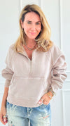 Whispers from the Hills Zip Sweatshirt - Ash Mocha-130 Long sleeve top-Zenana-Coastal Bloom Boutique, find the trendiest versions of the popular styles and looks Located in Indialantic, FL