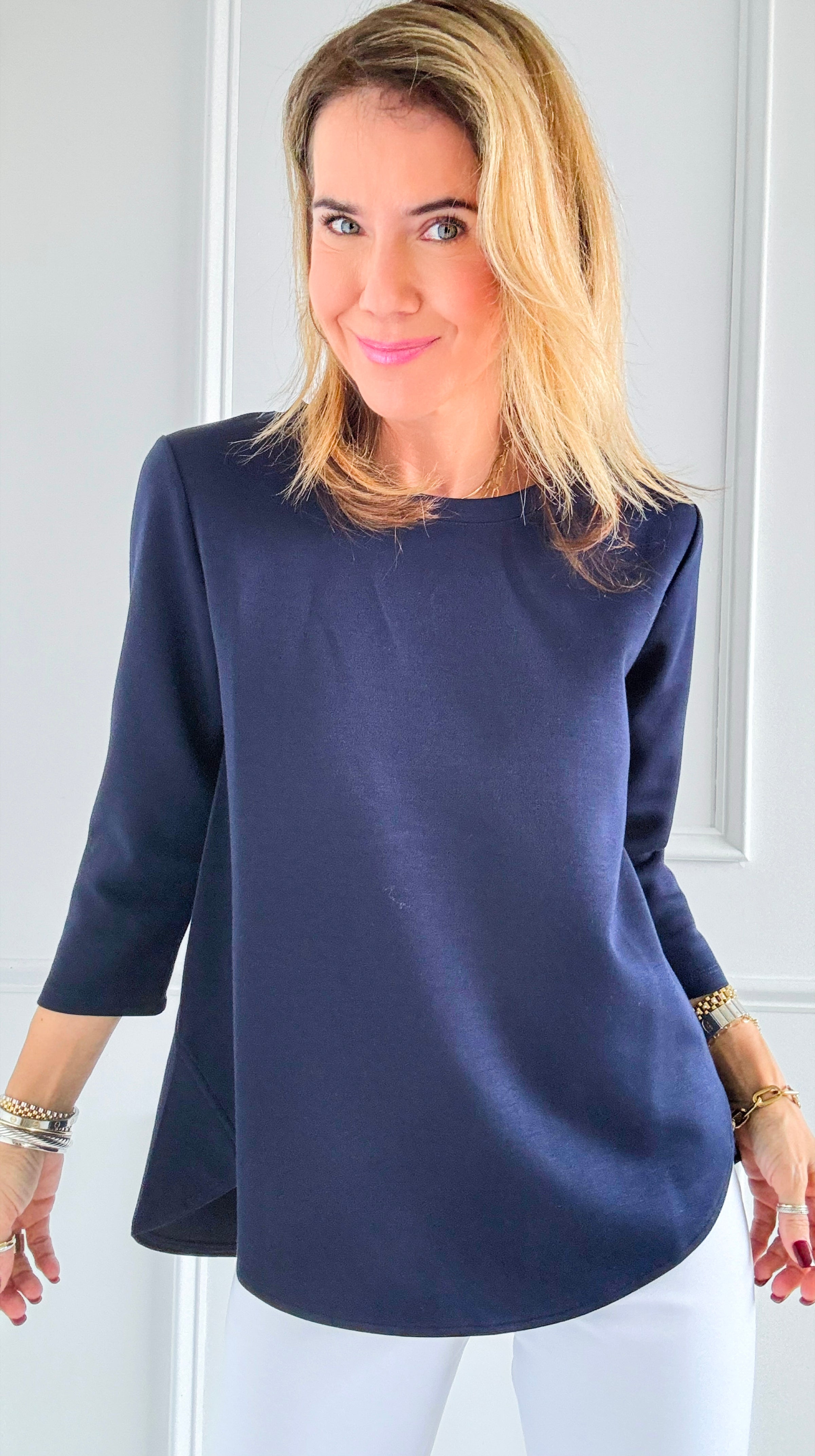 Bold Moves Top - Navy-130 Long Sleeve Tops-Beverly Rose-Coastal Bloom Boutique, find the trendiest versions of the popular styles and looks Located in Indialantic, FL