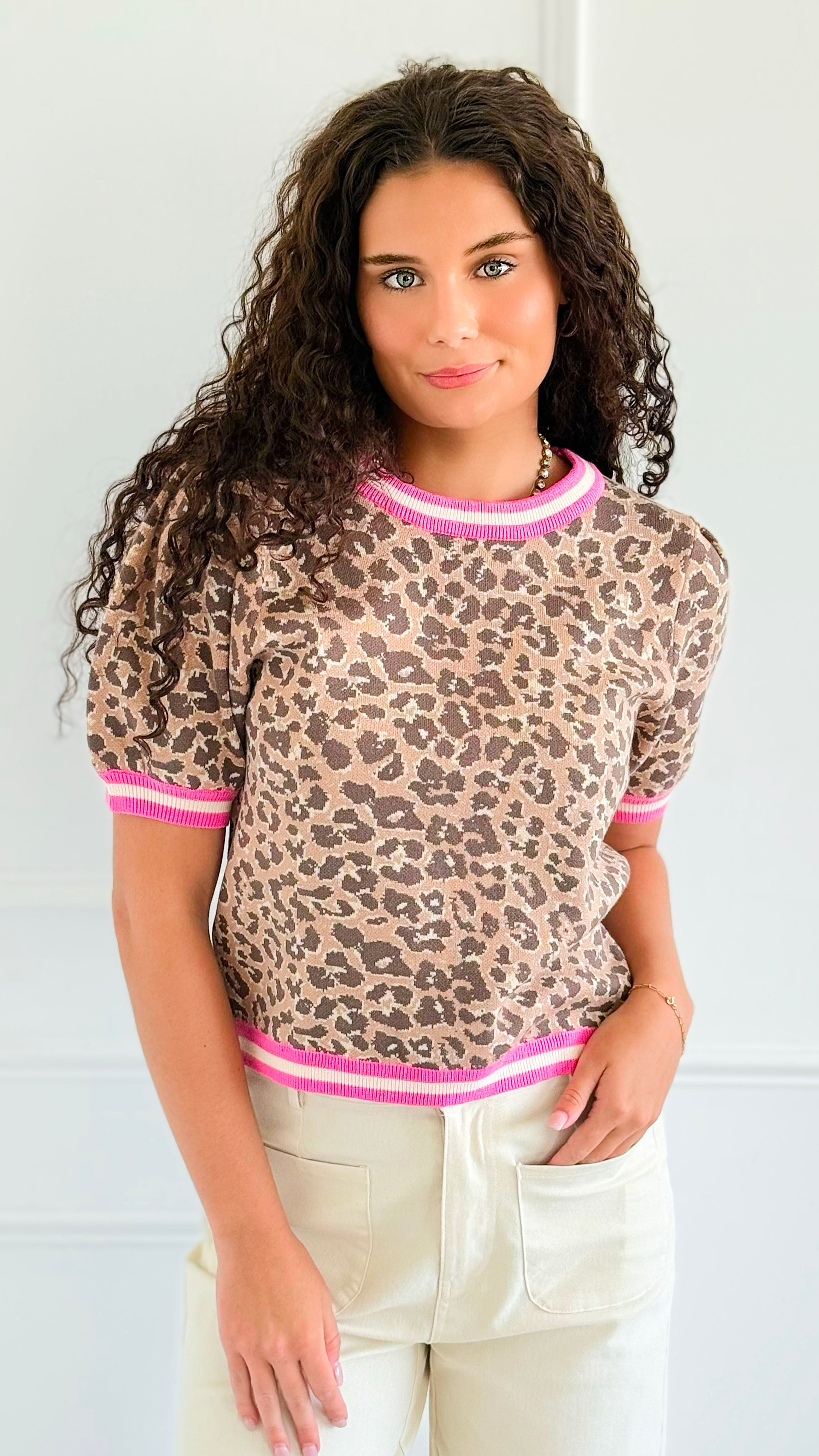 Wild Muse Knit Top - Pink-110 short Sleeve Top-ENTRO-Coastal Bloom Boutique, find the trendiest versions of the popular styles and looks Located in Indialantic, FL