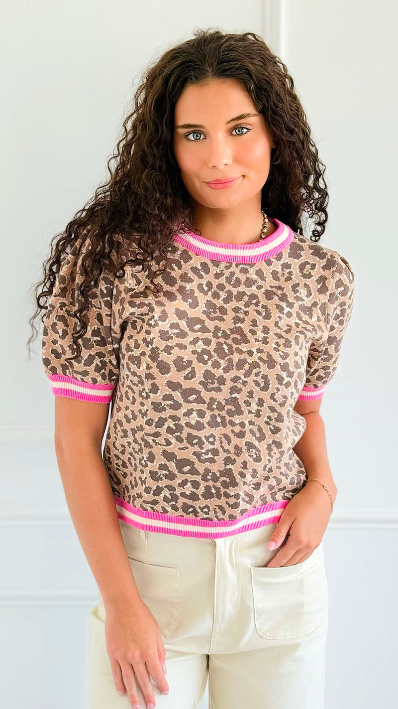 Wild Muse Knit Top - Pink-110 short Sleeve Top-ENTRO-Coastal Bloom Boutique, find the trendiest versions of the popular styles and looks Located in Indialantic, FL