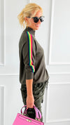 Rainbow Runway Sweater-Deep Forest-140 Sweaters-V SKY-Coastal Bloom Boutique, find the trendiest versions of the popular styles and looks Located in Indialantic, FL