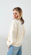 Butter Zip Up Pullover - Eggshell-130 Long Sleeve Tops-Before You-Coastal Bloom Boutique, find the trendiest versions of the popular styles and looks Located in Indialantic, FL