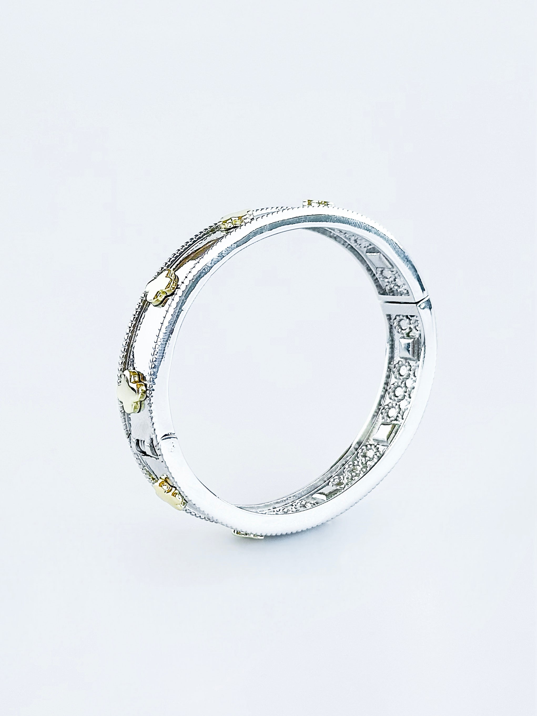 Clover Station Two Tone Bangle Bracelet-230 Jewelry-NYC-Coastal Bloom Boutique, find the trendiest versions of the popular styles and looks Located in Indialantic, FL