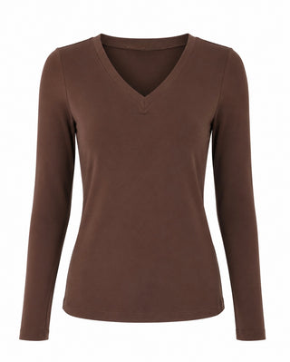 V-Neck Anniston Microfiber Tee - Brown