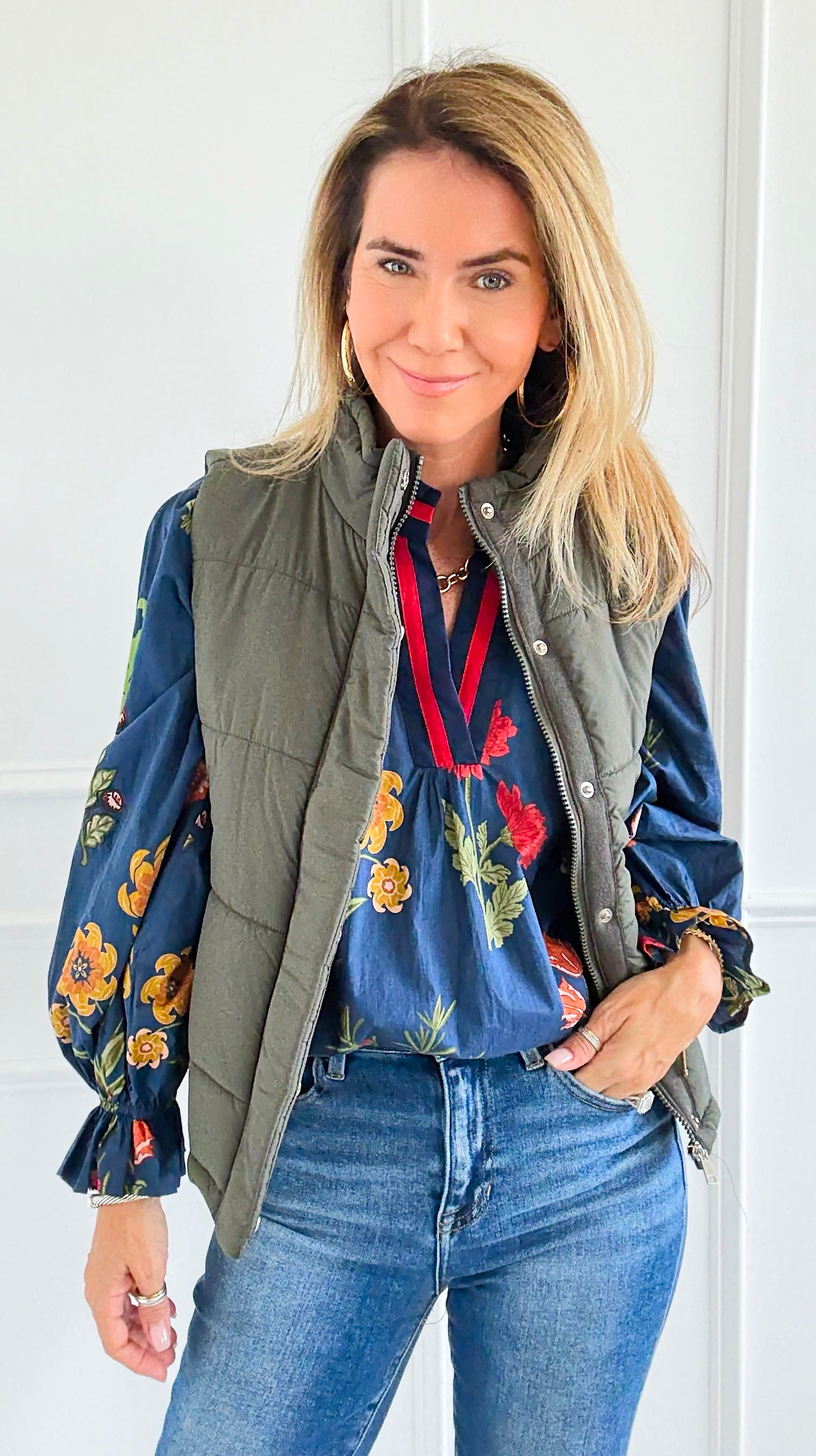 Warm Intentions Zip Puffer Vest - Dark Olive-160 Jackets-Zenana-Coastal Bloom Boutique, find the trendiest versions of the popular styles and looks Located in Indialantic, FL