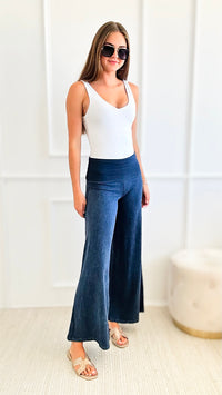 Mineral Wash Wide Leg Pants - Dark Ash Grey-170 Bottoms-Chatoyant-Coastal Bloom Boutique, find the trendiest versions of the popular styles and looks Located in Indialantic, FL