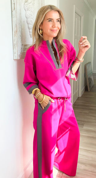 Contrast Trim Zip Top
