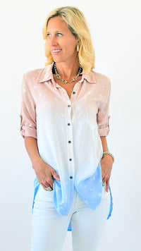 Ombre Stars & Sequin Italian Shirt-130 Long Sleeve Tops-Venti6 Outlet-Coastal Bloom Boutique, find the trendiest versions of the popular styles and looks Located in Indialantic, FL