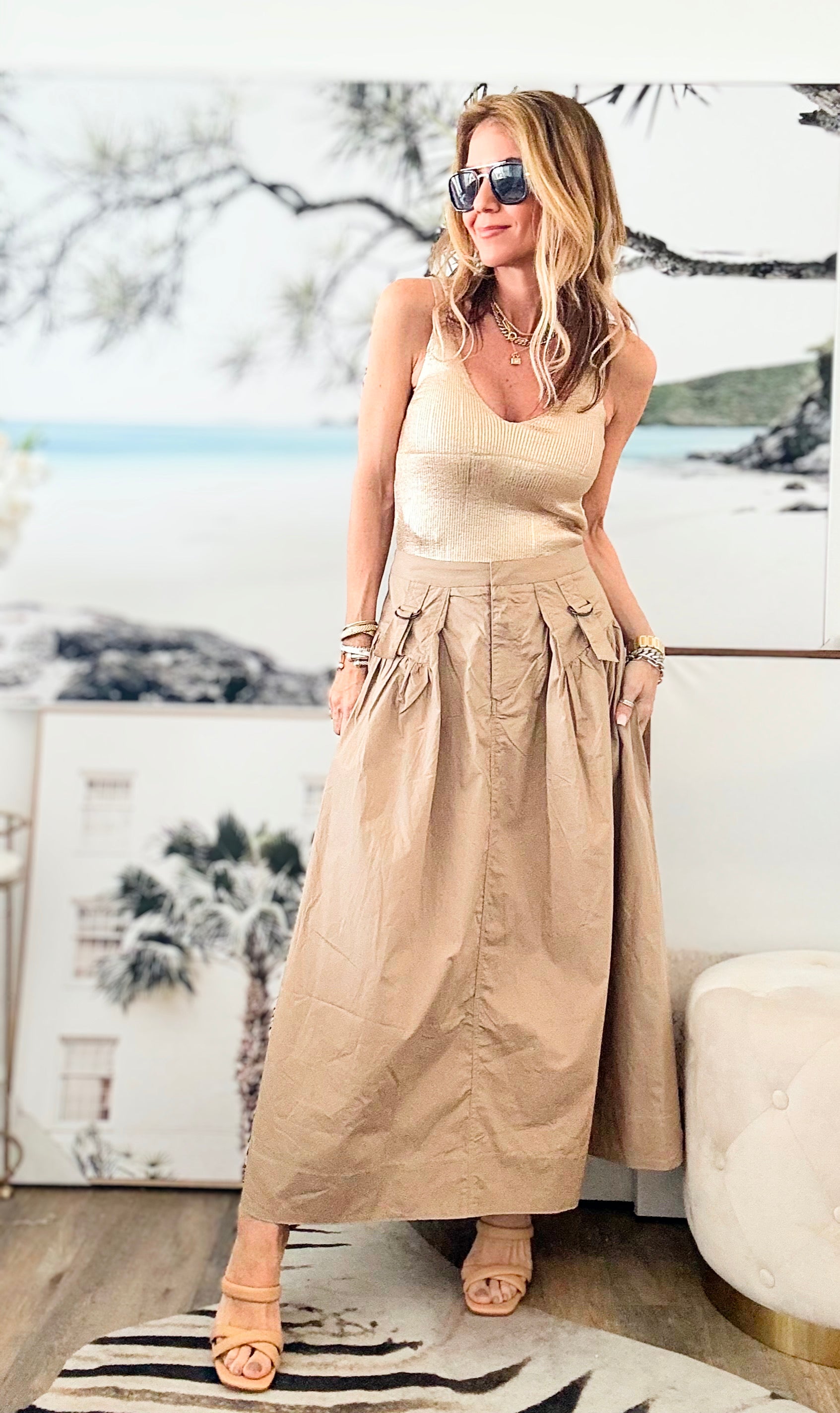 Puffed Solid Maxi Skirt-170 Bottoms-EESOME-Coastal Bloom Boutique, find the trendiest versions of the popular styles and looks Located in Indialantic, FL