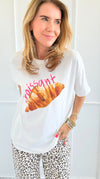 Croissant Italian T-Shirt-110 Short Sleeve Tops-Italianissimo-Coastal Bloom Boutique, find the trendiest versions of the popular styles and looks Located in Indialantic, FL