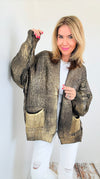 Mirrored Metallic Sugar High Italian Cardigan- Black/ Gold-150 Cardigan Layers-Italianissimo-Coastal Bloom Boutique, find the trendiest versions of the popular styles and looks Located in Indialantic, FL