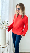 Soft Angora Bell Sleeve Sweater - Orange-140 Sweaters-GIGIO-Coastal Bloom Boutique, find the trendiest versions of the popular styles and looks Located in Indialantic, FL