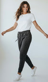 Love Endures Italian Jogger - Denim Washed Black-180 Joggers-SUNNY HOLIDAYS-Coastal Bloom Boutique, find the trendiest versions of the popular styles and looks Located in Indialantic, FL