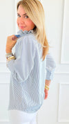 Italian Amelia Amore Di Righe Ruffle Blouse-110 Long Sleeve Tops-Italianissimo-Coastal Bloom Boutique, find the trendiest versions of the popular styles and looks Located in Indialantic, FL