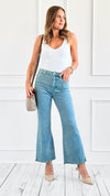 Acid Wash Hem Bootcut Pants - Teal-170 Bottoms-Zenana-Coastal Bloom Boutique, find the trendiest versions of the popular styles and looks Located in Indialantic, FL