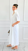 Pleated Collar Midi Dres-White-200 Dresses/Jumpsuits/Rompers-Adrienne-Coastal Bloom Boutique, find the trendiest versions of the popular styles and looks Located in Indialantic, FL
