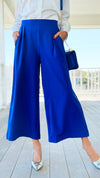 Sleek Pleated Cropped Pants - Saphire-170 Bottoms-Umgee-Coastal Bloom Boutique, find the trendiest versions of the popular styles and looks Located in Indialantic, FL