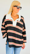 Striped Oversized Sweatshirt Top-130 Long Sleeve Tops-BucketList-Coastal Bloom Boutique, find the trendiest versions of the popular styles and looks Located in Indialantic, FL