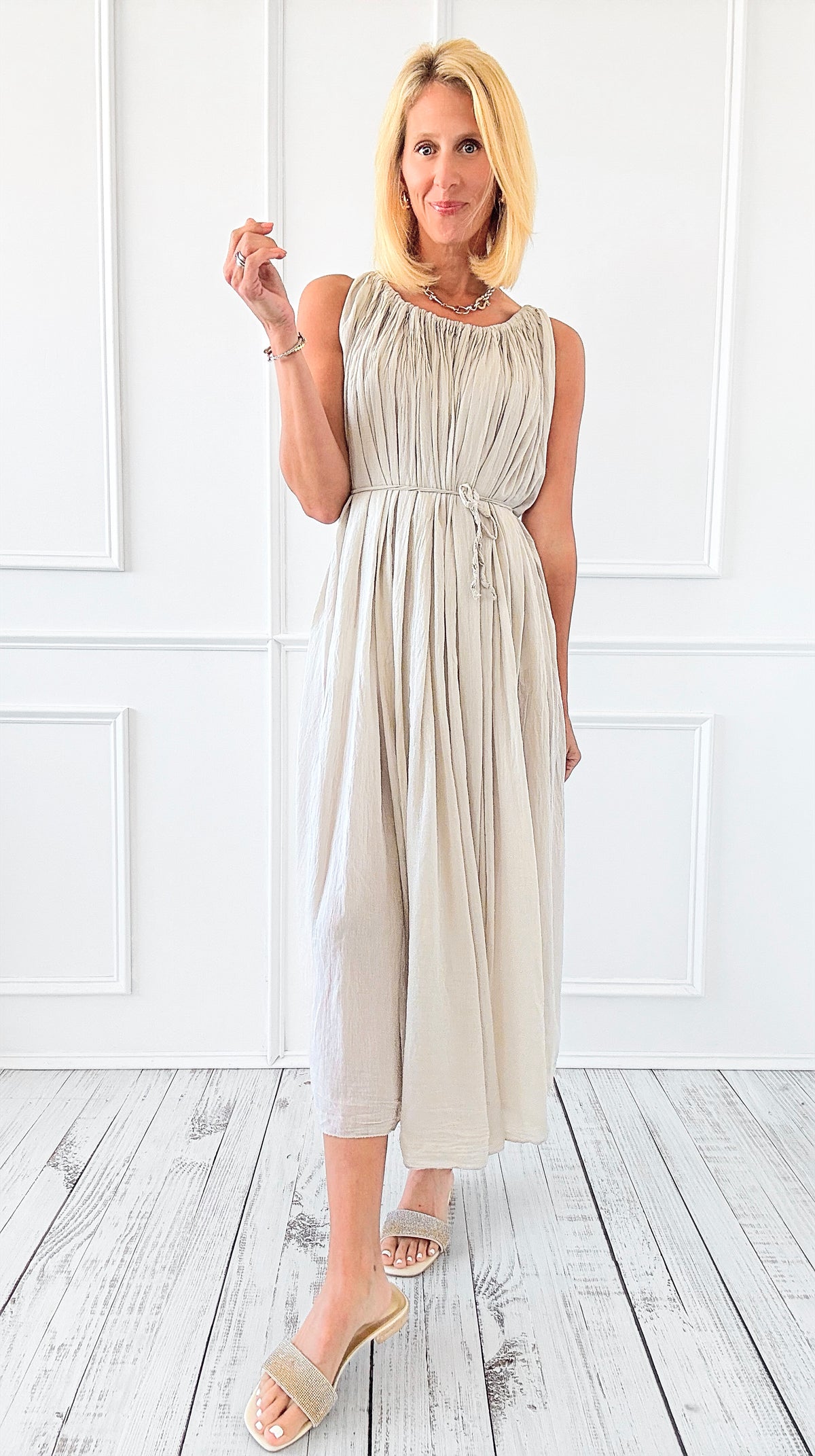 Desert Whisper Italian Dress-170 Bottoms-Italianissimo-Coastal Bloom Boutique, find the trendiest versions of the popular styles and looks Located in Indialantic, FL
